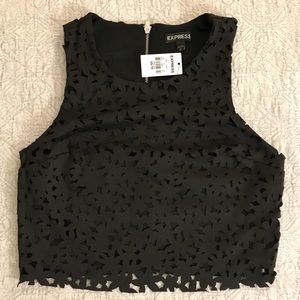 Express Crop Top Floral Cut Detail